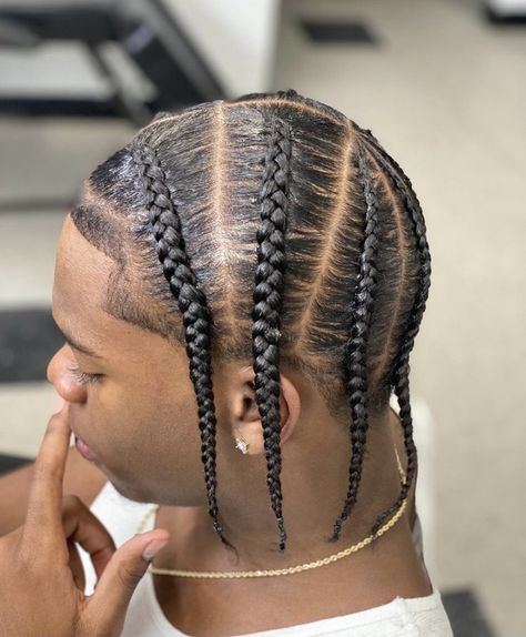 Quick Men Braid Styles, Braids To The Side Men, 4 Men Braids, Cornrows To The Side Men, Tank Davis Braids, Mens 6 Cornrows, Guy Cornrows, Snake Braids Black Hair Men, Guys With Curly Hair