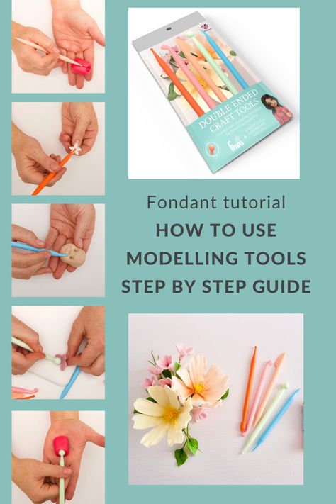 FREE VIDEO TUTORIAL: Learn How to Use Your 5-Piece Sugarcraft or Cake Tools! 🌈 Discover how to use each end for precise detailing, shaping, and manipulating fondant. Whether you're creating sugar-wired flowers, fondant or clay figures. Knowing how to use your cake tools is crucial. No more guesswork! just fun, easy cake decorating like a pro!

Check out our cake decorating tutorial to create fondant decorations like a pro: Fondant Tools Tutorial, Flowers Fondant, Fondant Figures Tutorial, Fondant Tools, Cake Tools, Cake Decorating Kits, Order Cake, Fondant Tutorial, Custom Wedding Cake Toppers