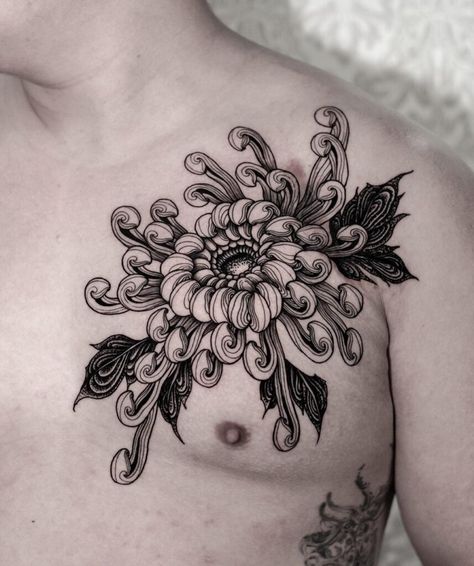 120 Cool Chrysanthemum Tattoo Designs With Meanings (2022) - TattoosBoyGirl Crisantemo Tattoo, Japanese Flower Tattoo, Chrysanthemum Tattoo, Orchid Tattoo, Dandelion Tattoo, Poppies Tattoo, Beautiful Flower Tattoos, Plant Tattoo, Lily Tattoo