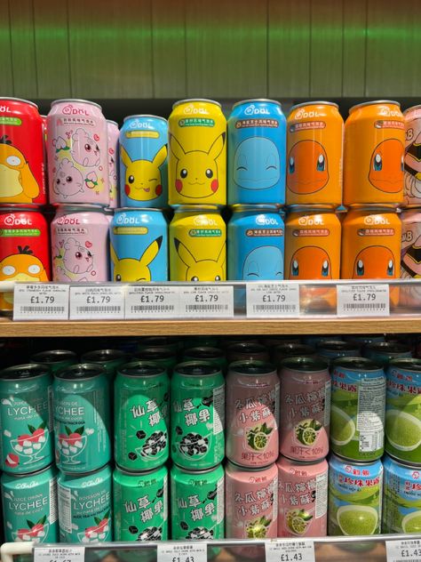 Japanese Canned Drinks, Japanese Drink Packaging, Pokemon Packaging, Asain Food, Japanese Drinks, Drink Packaging, Pokémon Art, Beverage Packaging, Kombucha