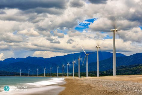 Bangui Windmills in Bangui, Ilocos Norte is a wind farm by the beach that produces sustainable energy and is responsible for the province’s electricity. Pagudpud Ilocos Norte, Bangui Windmills Ilocos Norte, Ilocos Norte Philippines, Pagudpud, Laoag, Ilocos Norte, Bahay Kubo, Beautiful Summer Wallpaper, Wind Farm