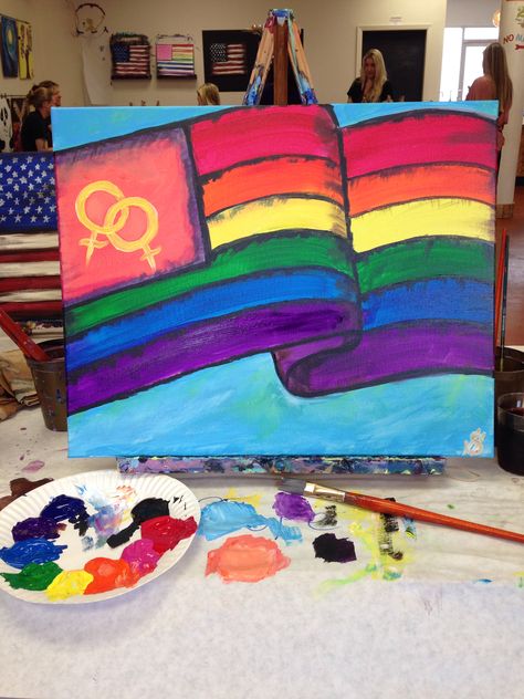 Fun DIY gift for fabulous LGBT couple Gifts For Lesbian Girlfriend, Lgbtq Art, Gay Gifts, Lesbian Gifts, Cute Canvas Paintings, Dragonfly Art, Lgbt Art, Cute Canvas, Canvas Painting Diy