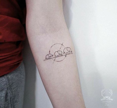 Elephant Tattoos With Angel Wings, Elephant Tattoos Small Family, Elephant Tattoo Family, Tattoo For 3 Kids, 3 Elephant Tattoo, Cute Mini Tattoos, Elephant Family Tattoo, Tiny Elephant Tattoo, 3 Elephants