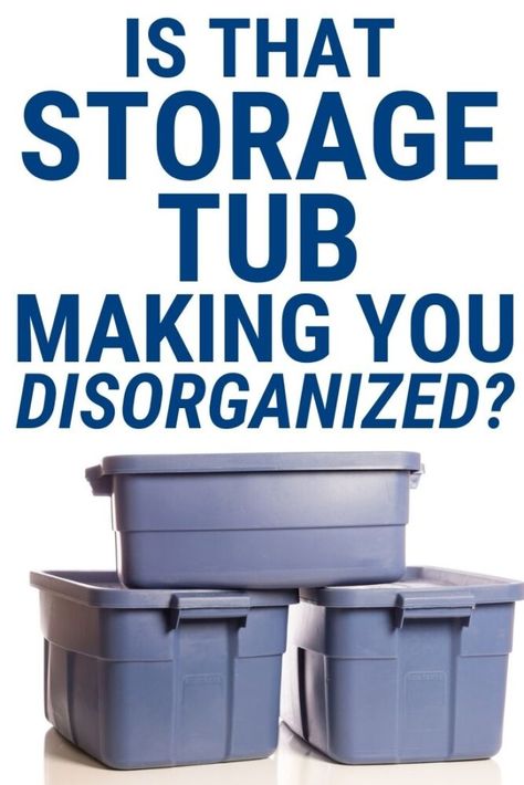 Do you feel like your organizing tubs are worthless? Do you have trouble maintaining organizing systems for your home? Here's a simple tip that will make your tubs easier to use, and your systems easier to maintain. #organizingmoms Solutions To Storage Around Jet Tub, Storage Tubs Organization, Garden Tub Organization Ideas, Storage Shelves For Plastic Tubs, Storage Tub Labels, Stacking Bins, Storage Tubs, Large Tub, Linen Closet Organization