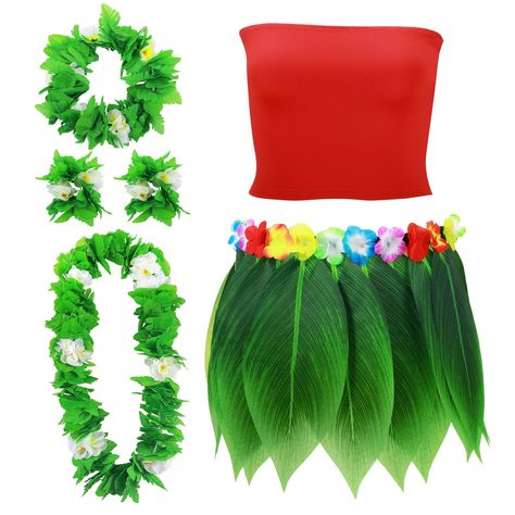 PRICES MAY VARY. Complete set includes floral headband, flower necklace, flower bracelets, red tube top and green leaf hula skirt for a Hawaiian look Headband, necklace and bracelets made of soft fabric; skirt made of quality plastic; stretchy polyester spandex crop top in vibrant red Fits most adult women; skirt waist stretches to 28 inches; crop top stretches to fit busts up to 40 inches Perfect for Hawaiian music festivals, luau parties, summer beach vacations, or just lounging at home Vibran Summer Luau Party, Disney Couple Costumes, Lilo And Stitch Costume, Hawaiian Costume, Campfire Party, Stitch Costume, Luau Outfits, Hawaiian Woman, Hawaiian Leaf