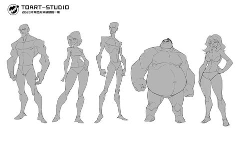 Stylized Body Proportions, Stylized Pose Reference, Strong Women Poses, Body Type Character Design, Stylized Body Drawing, Gentle Giant Character Design, Character Design Body Types, Character Design Poses, Stylized Character Design