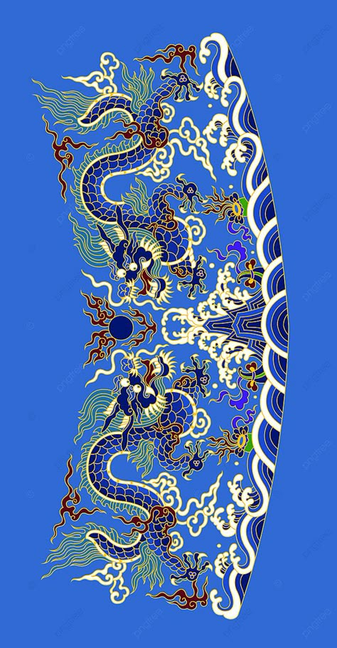 Chinese Pattern Design Traditional, Chinese Pottery Pattern, Traditional Chinese Dragon Art, Chinese Patterns Traditional, Asian Design Pattern, Chinese Traditional Dragon, Dragon Pattern Design, Chinese Pattern Design, Chinese Dragon Pattern