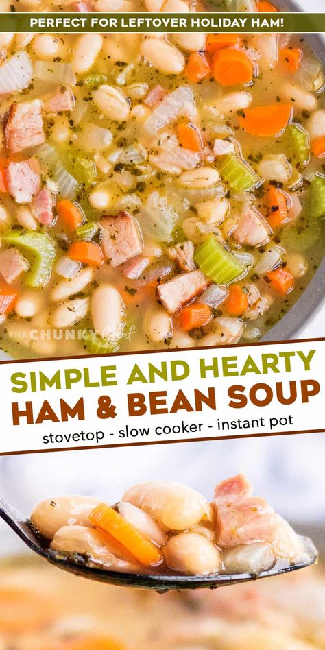 Lima Bean And Ham Soup, White Bean Soup With Canned Beans, Soups With Leftover Ham, Recipe For Ham And Bean Soup, Ham And Bean Soup Recipes, Ham Beans, Bean Soup Crockpot, Ham Bean Soup, Soup Ham