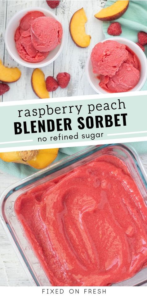 Frozen Fruit Sorbet Food Processor, Homemade Fruit Sorbet Healthy, Fresh Fruit Sorbet Recipes, Healthy Fruit Sorbet, Blender Sorbet Recipes, Fresh Fruit Recipes Healthy, No Churn Sorbet, 3 Ingredient Sorbet, Fruit Sorbet Recipe Homemade