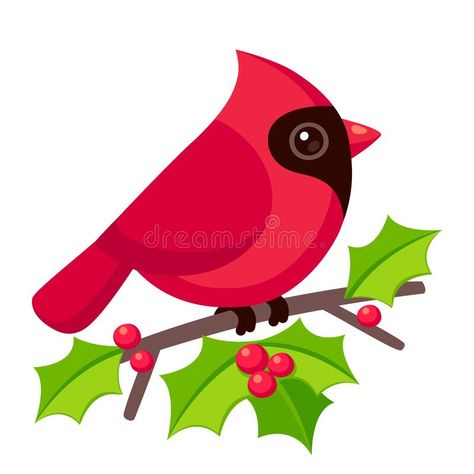 Cartoon Cardinal Drawing, Cardinal Clip Art, Cardinal Pattern Free Printable, Vector Christmas Illustration, Cardinal Watercolor Painting Easy, Cardinal Drawing Simple, Cardinal Cartoon, Red Bird Drawing, Cartoon Cardinal