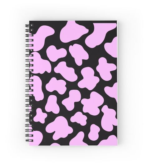 Spiral notebooks with high-quality edge-to-edge print on front. 120 pages in your choice of ruled or graph lines. Cow print :) Pink Cow Print, Pink Cow, Background Black, Cow Pattern, Spiral Notebooks, Cow Print, Spiral Notebook, Pastel Pink, Black Background