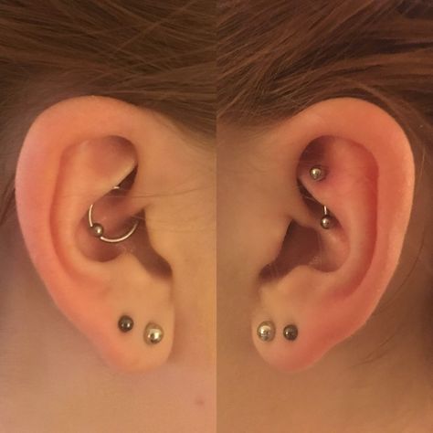 My double lobes, daith and rook piercings. Daith Piercing Men, 90s 2000s Aesthetic, Cute Girly Stuff, Bohemian 70s, Piercing Daith, Pretty Ear Piercings, Earring Inspo, Piercing Inspo, Daith Piercing