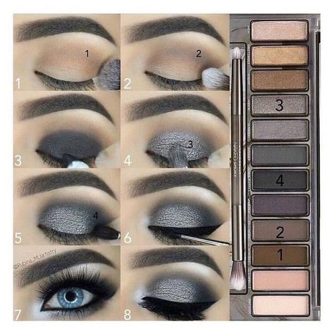 Silver Smokey Eyeshadow, Grey Smokey Eye, Silver Eye Makeup, Eyeshadow For Blue Eyes, Smokey Eyeshadow, Smokey Eye Makeup Tutorial, Makeup Tutorial Eyeshadow, Smink Inspiration, Eye Makeup Steps