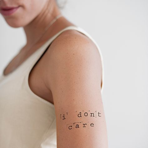 I don't care Stamp letters temporary tattoo by Rubit Tattoos Dont Care Tattoo Ideas, Dont Try Tattoo, I Dont Care Tattoo Ideas, Dont Quit Tattoo Ideas, I Dont Care Tattoo, I Don’t Care Tattoo, Don’t Quit Tattoo, Hand Drawn Typeface, I Don't Care