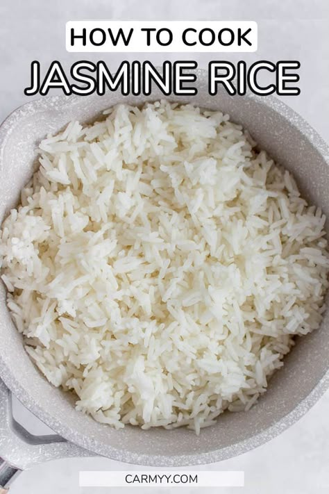 Rice Stove Top, Rice On The Stove Top, Cook Jasmine Rice, Perfect Jasmine Rice, Fluffy Jasmine Rice, Jasmine Rice Recipes, Hibachi Recipes, Instant Pot Rice, Rice On The Stove