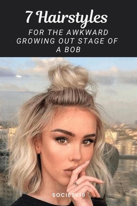 7 Hairstyles For the Awkward Growing Out Stage of a Bob Awkward Medium Length Hairstyles, Short Hair Styles For Pictures, Best Haircuts To Grow Out Hair, Ways To Style Short Hair While Growing It Out, Bob Hairstyles Pulled Back, Hair Styles To Grow Out Short Hair, Haircut When Growing Out Hair, Growing Bob Hairstyles, How To Wear A Bob Haircut