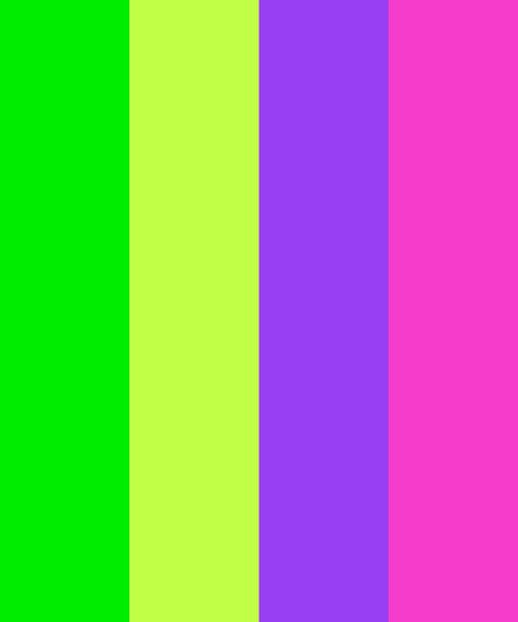 Contrast Green Color Palette Bright Contrast Color Palette, Color Blocking Palette, Hyperpop Palette, Neon Purple Color Palette, Radioactive Color Palette, Eyestrain Color Palette, Rave Color Palette, Color Palette Unique, Bright Green Palette