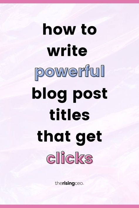 Are you paying attention to your blog post titles? Here's exactly how to write powerful blog post titles that actually get clicks! #blogposts #blogging #bloggingtips Online Business Strategy, Blog Post Titles, Digital Entrepreneur, Blog Niche, Blog Site, Blogging 101, Online Business Marketing, Pinterest Marketing Strategy, Blog Sites