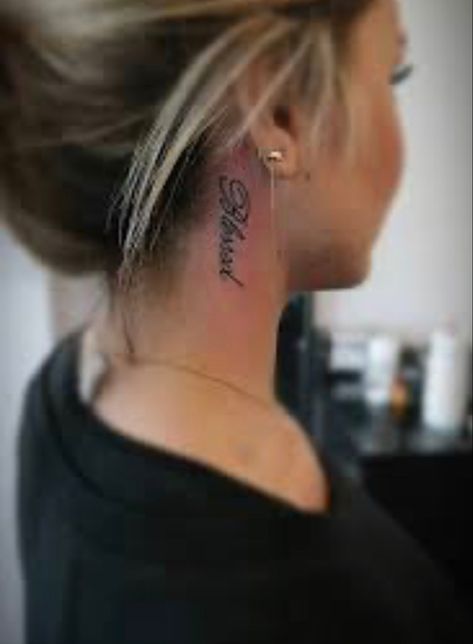 Blessed Tattoo Behind Ear, Blessed Tattoo, Blessed Tattoos, Tattoo Behind Ear, Tattoo Cover-up, Dream Tattoos, Cover Up Tattoos, Inspirational Tattoos, Ear Tattoo