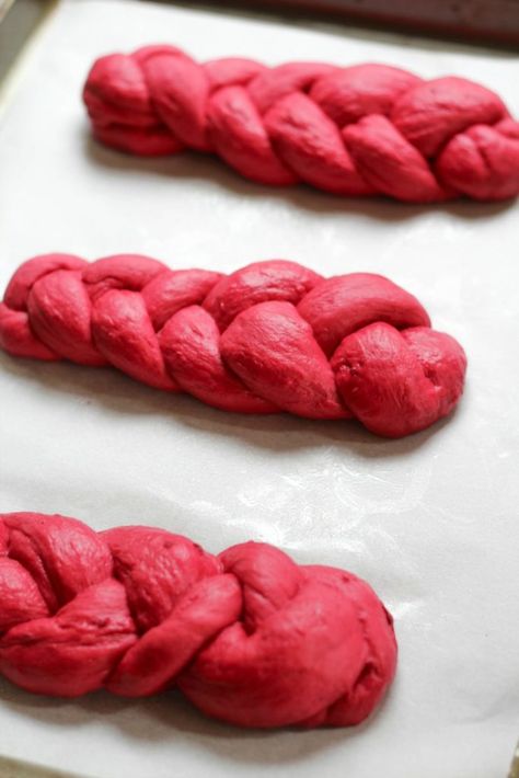 Red Beet Challah Beet Cinnamon Rolls, Beet Bread Recipe, Beet Bread, Rainbow Dinner, Red Bread, Red Star Yeast, Golden Beets, Food Type, Braided Bread