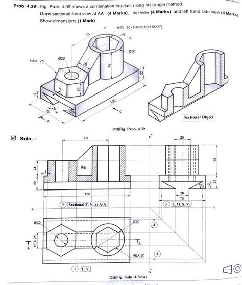 Orthographic Projection Drawing, Engineering Graphics, Isometric Sketch, Isometric Drawing Exercises, Cad Cam Design, Orthographic Projection, Orthographic Drawing, Mechanical Drawing, Drawing Application