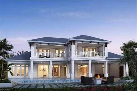 1877 6th St S, Naples, FL 34102 2 Storey Beach House, Contemporary Coastal House, Beach House Designs, Beach House Floor Plans, Coastal Homes Plans, Florida House Plans, Two Story House Design, Coastal House Plans, Beach House Exterior