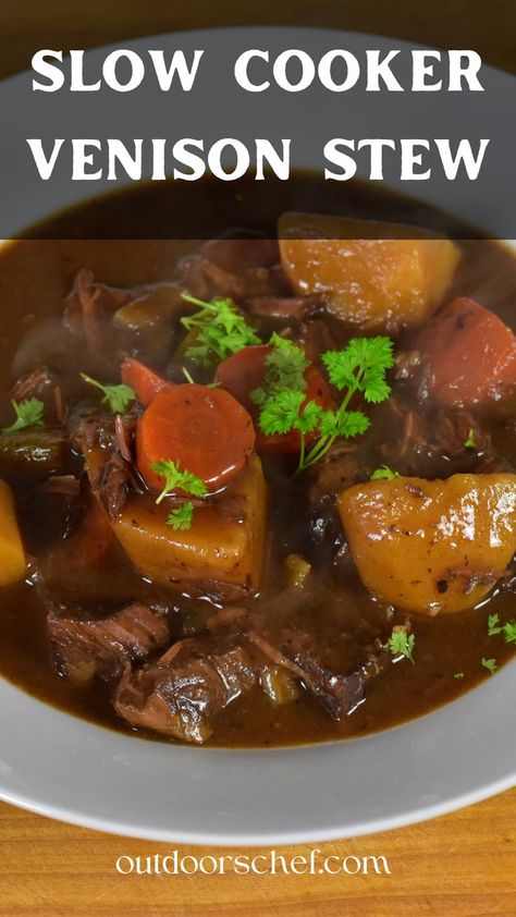 easy venison stew in slow cooker Venison Stew Slow Cooker, Crockpot Venison Stew, Venison Stew Crockpot, Deer Stew, Stew Slow Cooker, Slow Cooker Venison, Venison Stew, Winter Stews, Stew Chicken Recipe