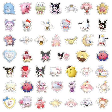 Stiker Sanrio, Journaling Pics, Y2k Stickers, Hello Kitty Crafts, Korean Stickers, Lomo Card, Cute Laptop Stickers, Kitty Drawing, Hello Kitty Backgrounds