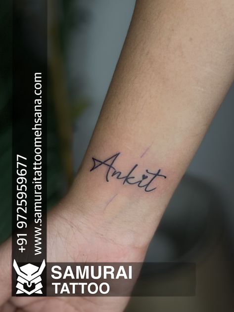 Ankit Name Tattoo, Name On Ring Finger Tattoo, Name Tattoo On Hand, Name Tattoo Design, Ring Finger Tattoos, Samurai Tattoo, Name Tattoo Designs, Name Tattoo, Name Tattoos