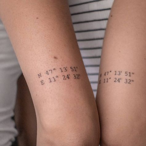 Matching Tattoos Love, Best Friends Matching Tattoos, Matching Tattoos Best Friends, Friends Matching Tattoos, Tattoos Best Friends, Best Friends Matching, Australia Tattoo, Coordinates Tattoo, Tattoos Love