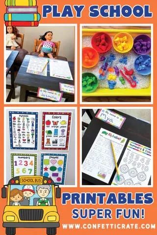 School Pretend Play Ideas, Dramatic Play School Theme, School Pretend Play, School Dramatic Play, Pretend Play School, Pretend School, Pretend Play Printables, Play Preschool, Play Printables