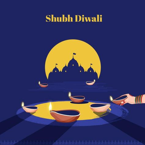 Happy Diwali Poster Design, Diwali Poster Design, Happy Diwali Poster, Blue And Yellow Background, Diwali Poster, Female Silhouette, Cityscape Photos, Photo Overlays, Woman Silhouette