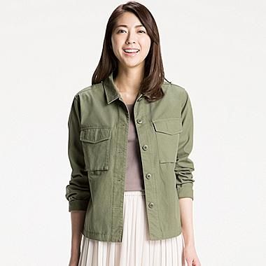 WOMEN MILITARY SHIRT JACKET, OLIVE, medium Military Shirt, Classic Denim Jacket, Uniqlo Women, Women Shirts Blouse, Jacket Buttons, Military Fashion, Relaxed Style, Comfortable Outfits, Uniqlo