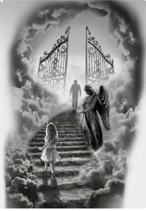 Heaven Stairs Tattoo Design, Stairs To Heaven Drawing, Staircase To Heaven Tattoo, Stairway To Heaven Drawing, Stairs To Heaven Tattoo, Gates Of Heaven Tattoo, Disney Parents, Stairway To Heaven Tattoo, Heaven Artwork