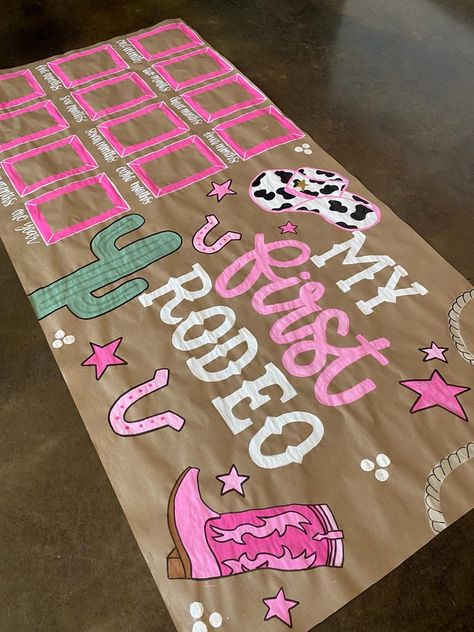 Custom Hand-painted Birthday Party Banner My First Rodeo First Birthday Banner - Etsy My First Rodeo Sign, Painted Birthday Banner Boy, My 1st Rodeo Birthday Party Decorations, Long Live Cowgirls Birthday Party, First Rodeo Birthday Ideas, Cowgirl First Birthday Party Ideas, First Rodeo Birthday Centerpieces, Horse First Birthday Party, This Ain't My First Rodeo It's My Second