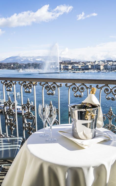 Located on the shores of Lake Geneva, The Ritz-Carlton Hotel de la Paix, Geneva, offers views of the iconic Jet d'Eau Fountain. Geneva Luxury, Lake Geneva Switzerland, Switzerland Travel Guide, Ritz Carlton Hotel, Carlton Hotel, Geneva Switzerland, The Ritz Carlton, The Ritz, Lake Geneva