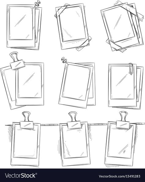 Photo Hanging, خريطة ذهنية, Drawing Photo, Frames Vintage, Bullet Journal Banner, Drawing Frames, Art Therapy Activities, Sketch Notes, Retro Photo