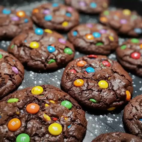 These delightful Chocolate M&M Cookies are sure to impress with their vibrant colors and irresistible taste. Enjoy! Chocolate M M Cookies, Cupcake Recipes Uk, 2024 Cookies, Tailgating Food, M M Cookies, Christmas Tray, Cupcake Recipes Chocolate, Edible Cookies, Snack Mix Recipes