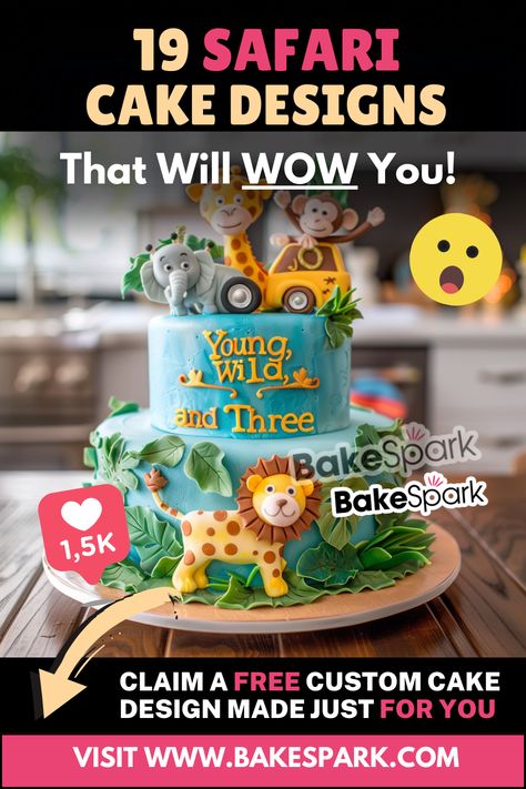 Safari Cake Ideas for a Wild Adventure Jungle Theme Cake Design, Wild One Birthday Cake Boys, Jungle Theme Cake Without Fondant, Safari Cake Design, Safari Cake Ideas, Safari Birthday Cake, Jungle Safari Cake, Jungle Birthday Cakes, Safari Baby Shower Cake