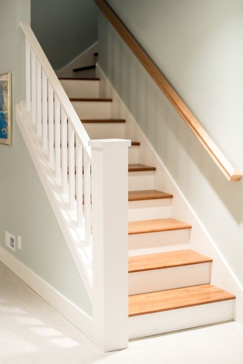 Basement stairs wood treads Finished Basement Playroom, Cozy Family Rooms, Basement Playroom, Basement Kitchen, Basement Living Rooms, Basement Stairs, Seattle Homes, Staircase Makeover, Basement Makeover