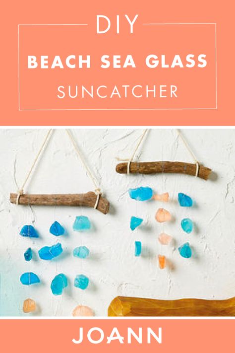 Turn those summer memories into a gorgeous piece of home decor with this DIY Beach Sea Glass Suncatcher from JOANN. Whether you’re looking to give your home a beach house vibe or bring some peace to your guest bathroom, this is the craft project for you! Sea Glass Sun Catcher, Sea Glass Suncatcher, Diy Beach, Glass Rocks, Project List, Beach Diy, Blue Sea Glass, Summer Memories, Crafts Hacks