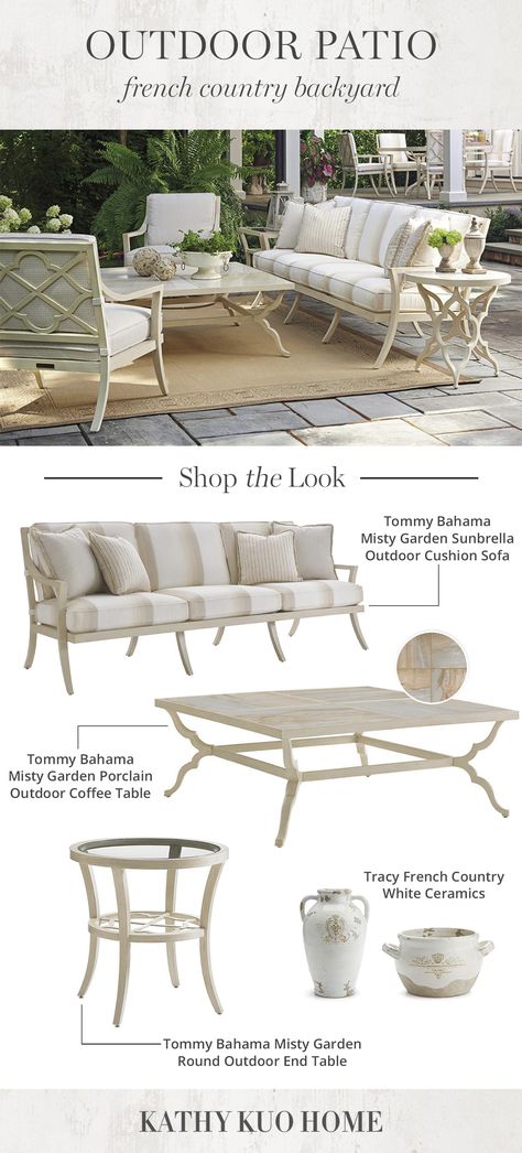 Design the outdoor space of your dreams with a collection of luxury outdoor furniture! When you purchase collection pieces together, it makes it so easy to get a chic and cohesive look for your patio or garden! Click to shop. French Garden Furniture, French Country Outdoor Furniture, French Country Patio Furniture, French Patio Furniture, Classic Patio Design, French Outdoor Furniture, French Patio Ideas, French Outdoor Patio, French Country Backyard