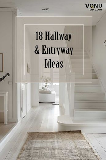 Discover 18 stylish hallway and entryway ideas to transform your home's entrance. From modern minimalist designs to cozy rustic decor, these tips will help you create a welcoming and visually appealing space. Click to explore each idea and find inspiration for your next home project! #HallwayDesign #EntrywayDecor #HomeInspiration Townhouse Stairs Entryway, Stairs Near Front Door Entryway, Built In Closet Entryway, Interior Entryway Ideas Foyers, Wainscoting Hallway Entryway, Large Square Hallway Ideas, Interior Design Entrance Hall, House Corridor Design Entryway, White Shiplap Entryway