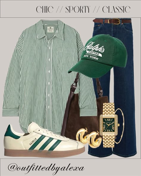 Green Shirt Outfits, Outfits With Striped Shirts, Samba Outfit, Stripe Outfits, Everyday Fashion Outfits, Casual Day Outfits, Mode Inspo, Green Shirt, Casual Style Outfits