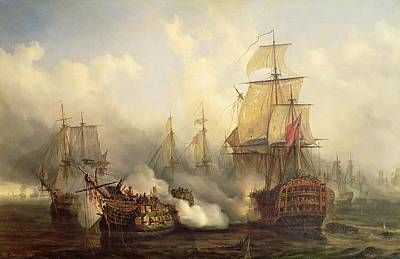 Battle Of Trafalgar Painting - Unknown Title Sea Battle by Auguste Etienne Francois Mayer Maritime Poster, Vintage Ship, Sea Battle, Old Sailing Ships, 21st October, Poster Abstract, Classic Paintings, French Revolution, Nautical Wall