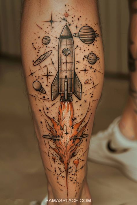 30+ Space Tattoo Ideas For Men Space Tattoo Ideas For Men, Rocketship Tattoo, Ufo Tattoo Design, Spaceman Tattoo, Space Tattoo Ideas, Space Tattoo Sleeve, Joker Tattoos, Men Tattoo Ideas, Astronomy Tattoo