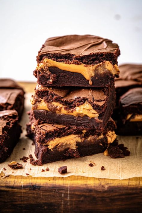 Peanut Butter Stuffed Brownies - That Oven Feelin Chocolate And Peanut Butter Brownies, Nutella And Peanut Butter Recipes, Peanut Butter Brownies Box Recipes, Brownies Peanut Butter, Stuffed Brownies, Butter Brownies, Peanut Butter Desserts, Best Peanut Butter, Peanut Butter Filling