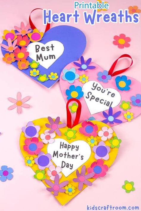 Heart Wreath Craft, Mothers Day Crafts Preschool, Mothers Day Cards Craft, Diy Mother's Day Crafts, Kids Craft Room, Mother's Day Activities, Folding Origami, Mothers Day Crafts For Kids, Mother's Day Diy