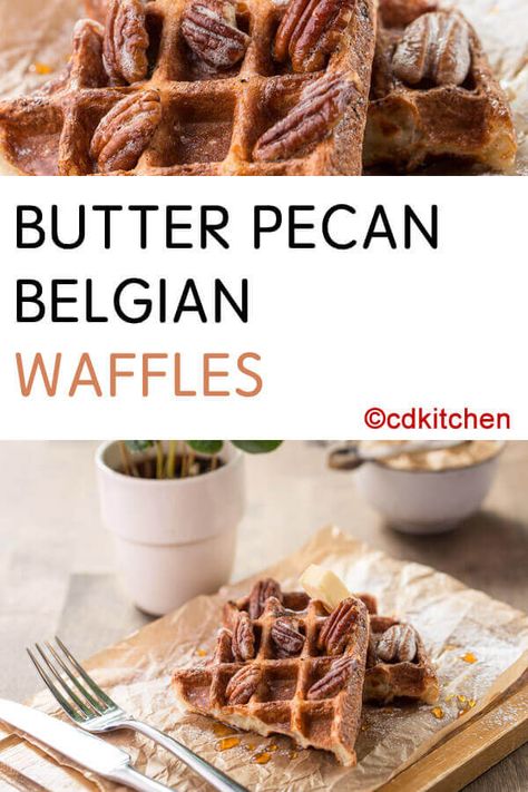 Belgian Waffles Toppings, Pecan Waffle Recipe, Butter Pecans, French Toast Batter, Pecan Waffles, Belgian Waffles Recipe, Easy Waffle Recipe, Waffle Iron Recipes, Waffle Maker Recipes