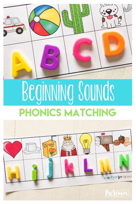 Beginning Sounds Games, Phonics Games Kindergarten, Phonics Preschool, Letter Sound Games, Kindergarten Phonics Activities, Letter Centers, Reading Readiness, Preschool Phonics, Letter Sound Activities